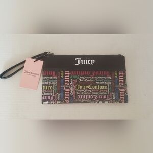 Juicy Couture Black Multicolor Logo Clutch